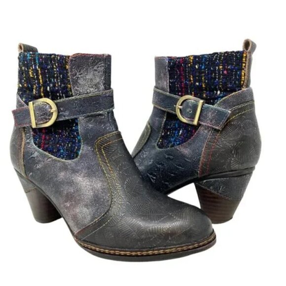 Spring Step L'Artiste Nancies Black Multi Mid Calf Boots - Size 5.5 - Picture 1 of 11